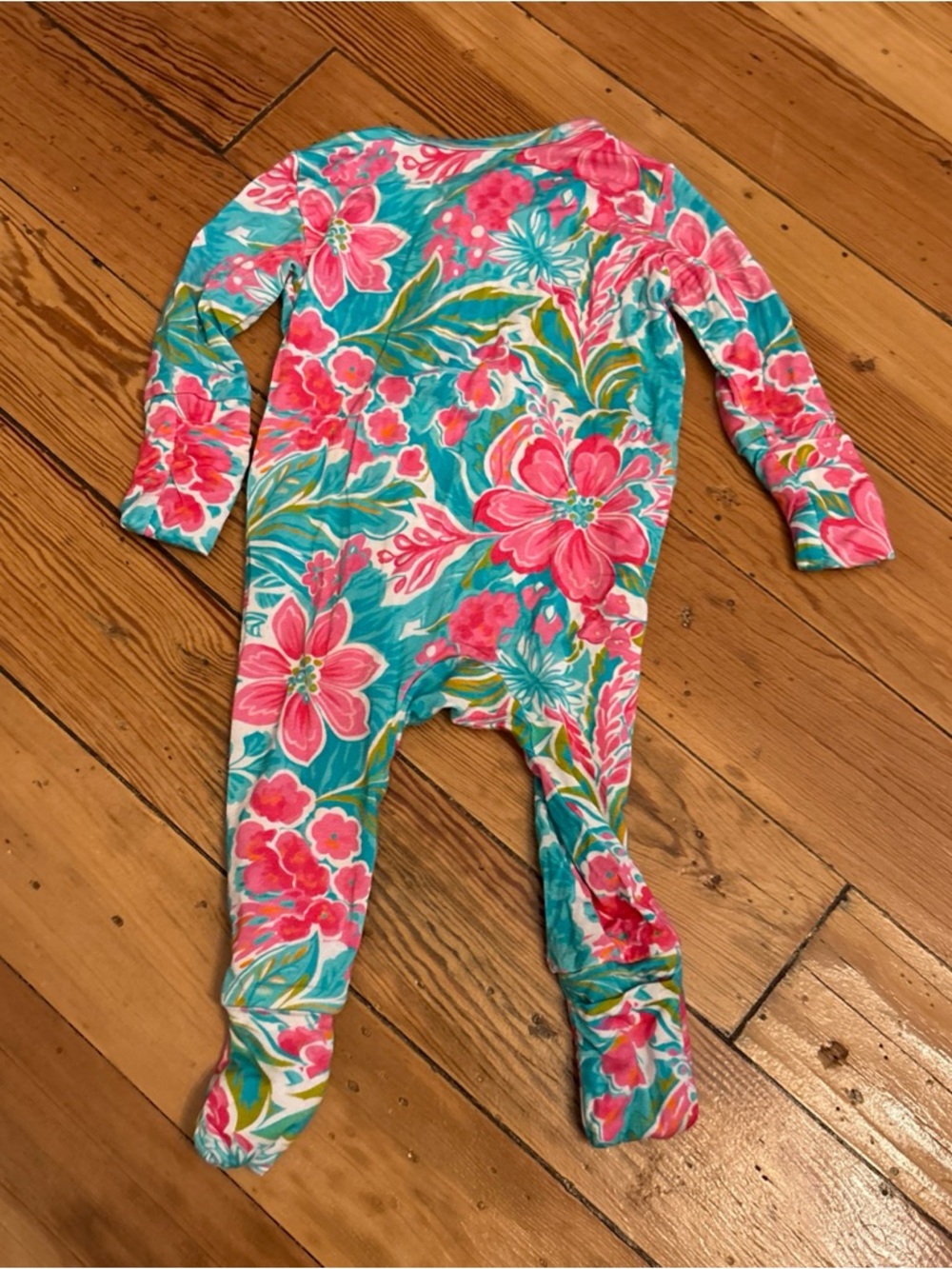 Poshtot, size 0-3 months, floral bamboo convertible zippy - Picture 3 of 3